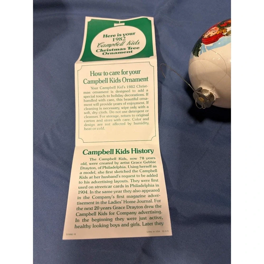 Vintage 1982 Campbells Soup Kids Christmas Ornament‎